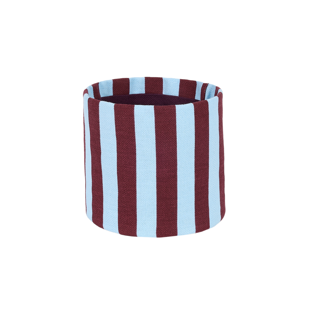 Nobodinoz Mini Storage Basket in Burgundy Blue Stripes