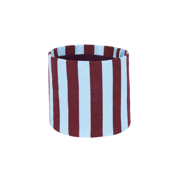 Nobodinoz Mini Storage Basket in Burgundy Blue Stripes