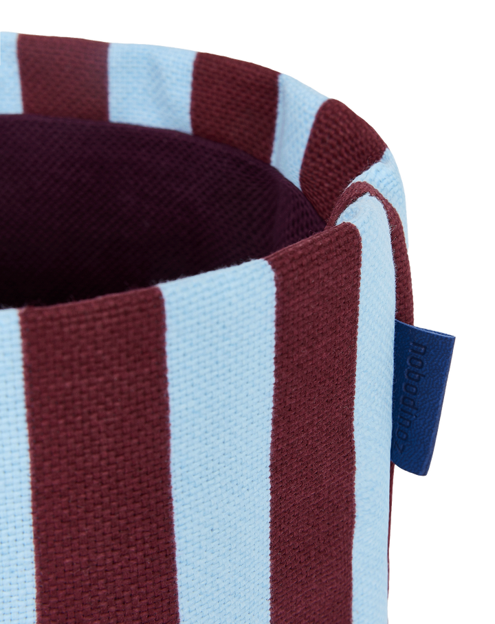 Nobodinoz Mini Storage Basket in Burgundy Blue Stripes