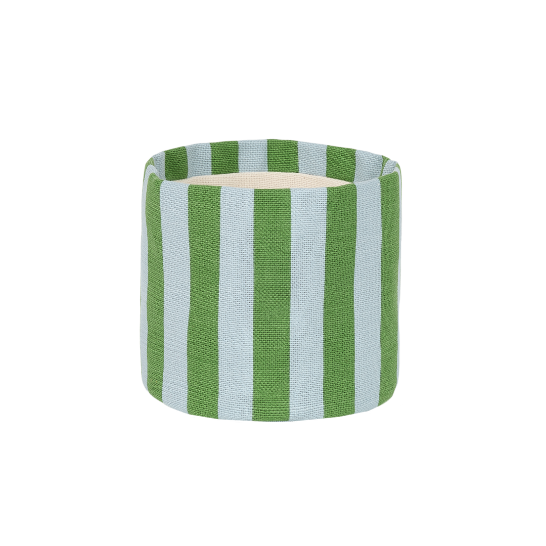 Nobodinoz Mini Storage Basket in Green Blue Stripes