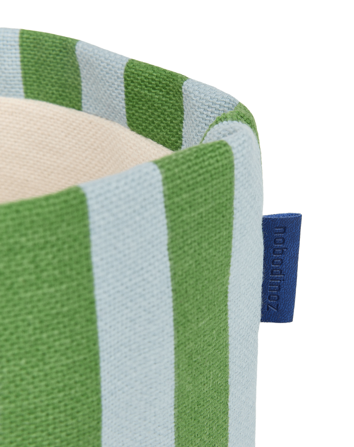 Nobodinoz Mini Storage Basket in Green Blue Stripes