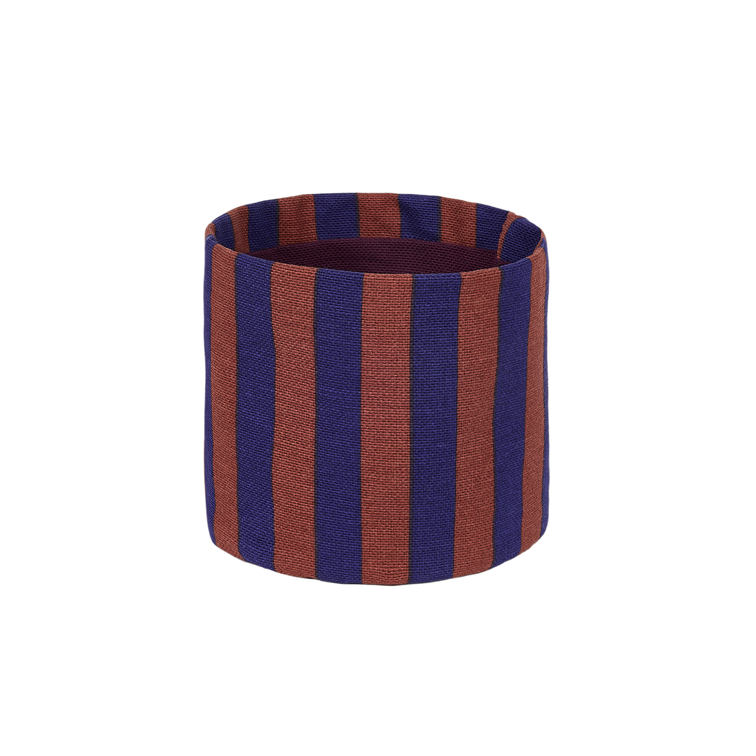 Nobodinoz Mini Storage Basket in Maroon Ink Stripes