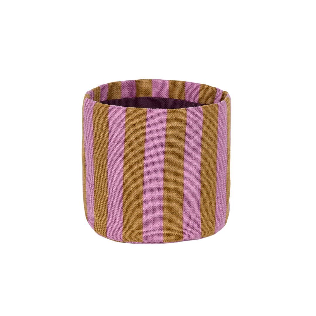Nobodinoz Mini Storage Basket in Pink Curry Stripes