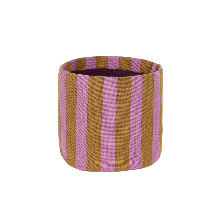 Nobodinoz Mini Storage Basket in Pink Curry Stripes