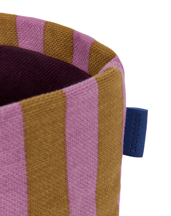 Nobodinoz Mini Storage Basket in Pink Curry Stripes