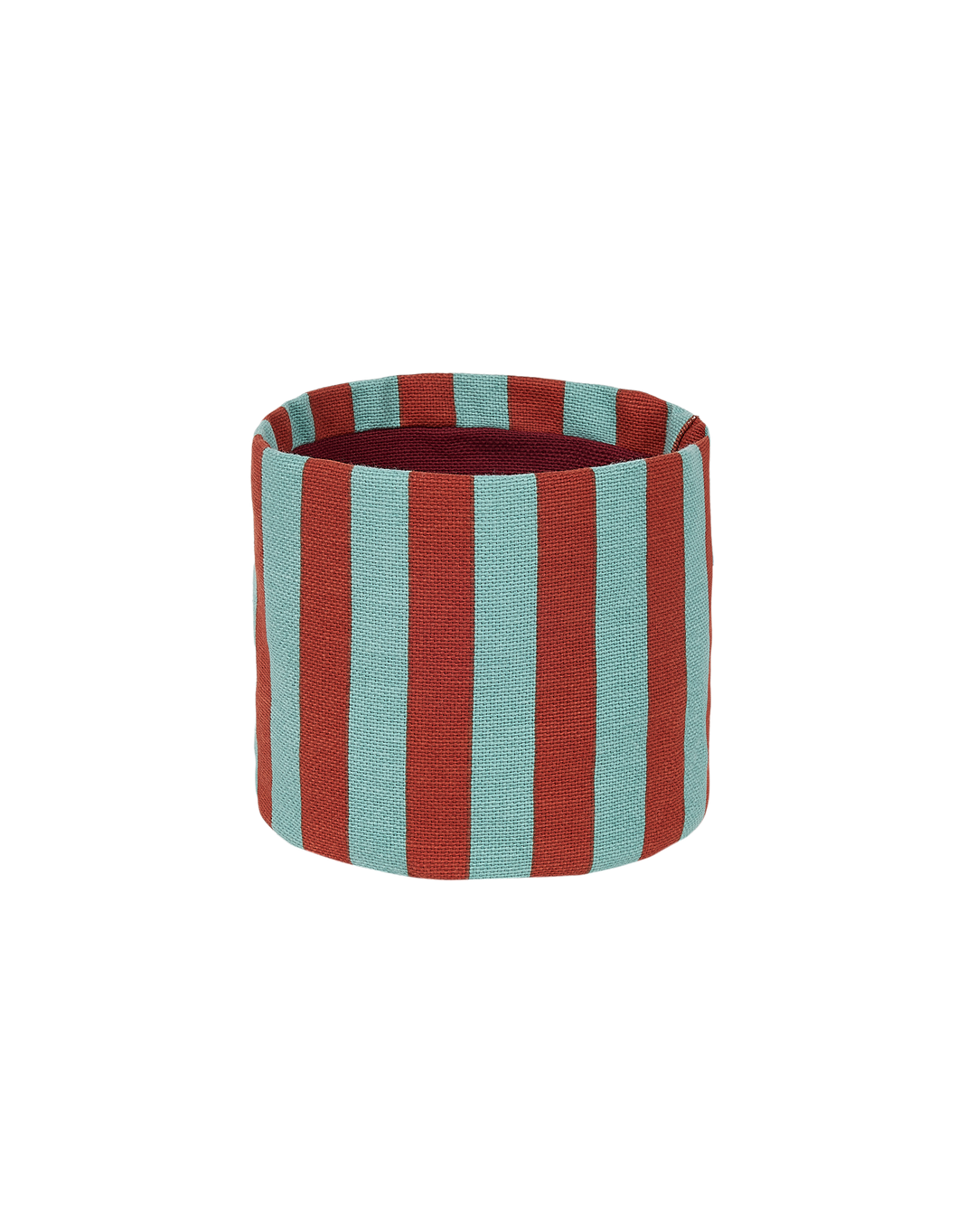 Nobodinoz Mini Storage Basket in Red Teal Green Stripes