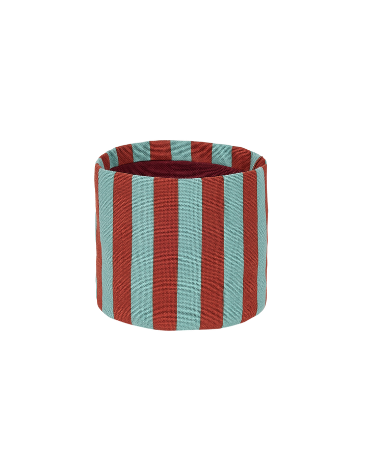 Nobodinoz Mini Storage Basket in Red Teal Green Stripes
