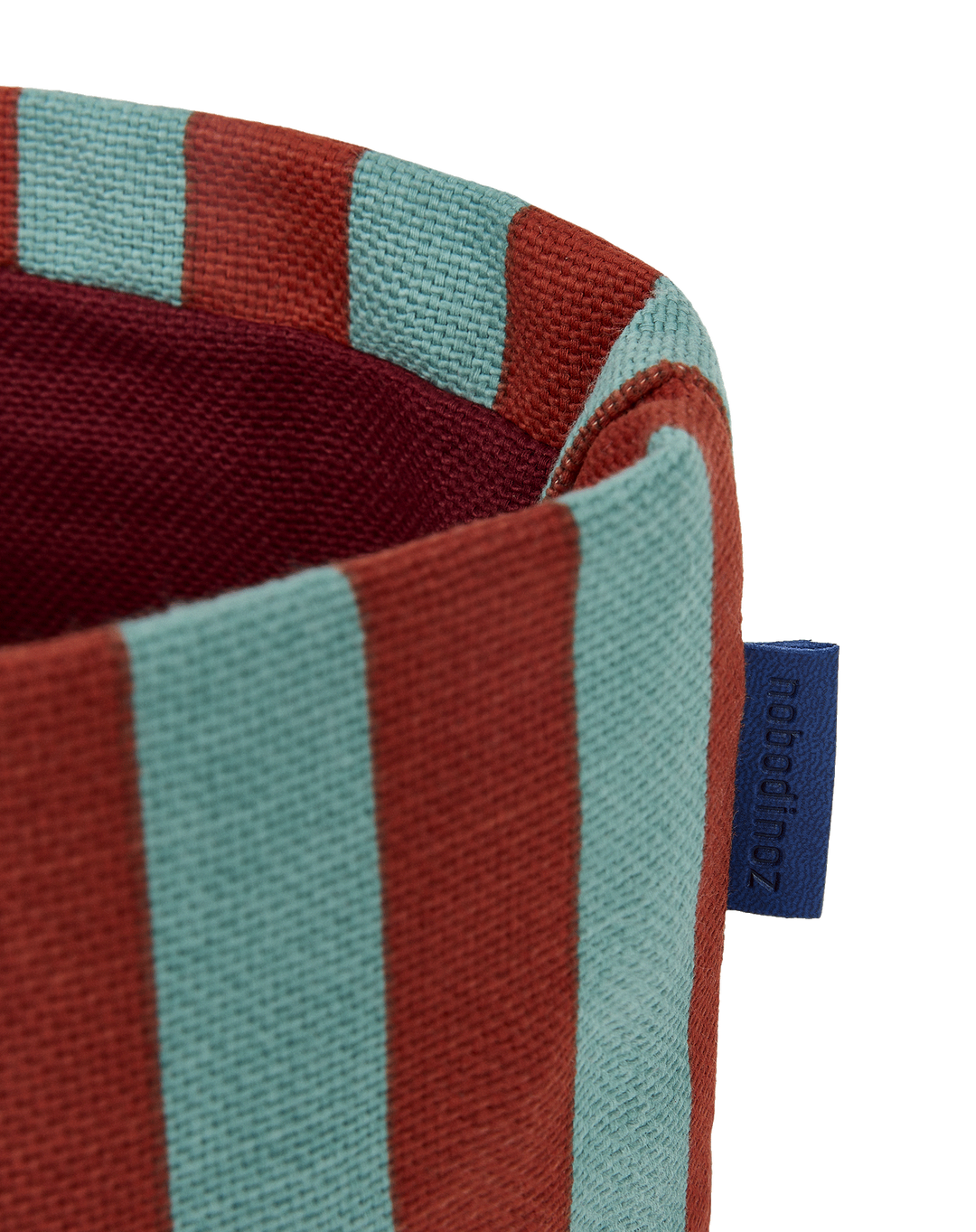 Nobodinoz Mini Storage Basket in Red Teal Green Stripes