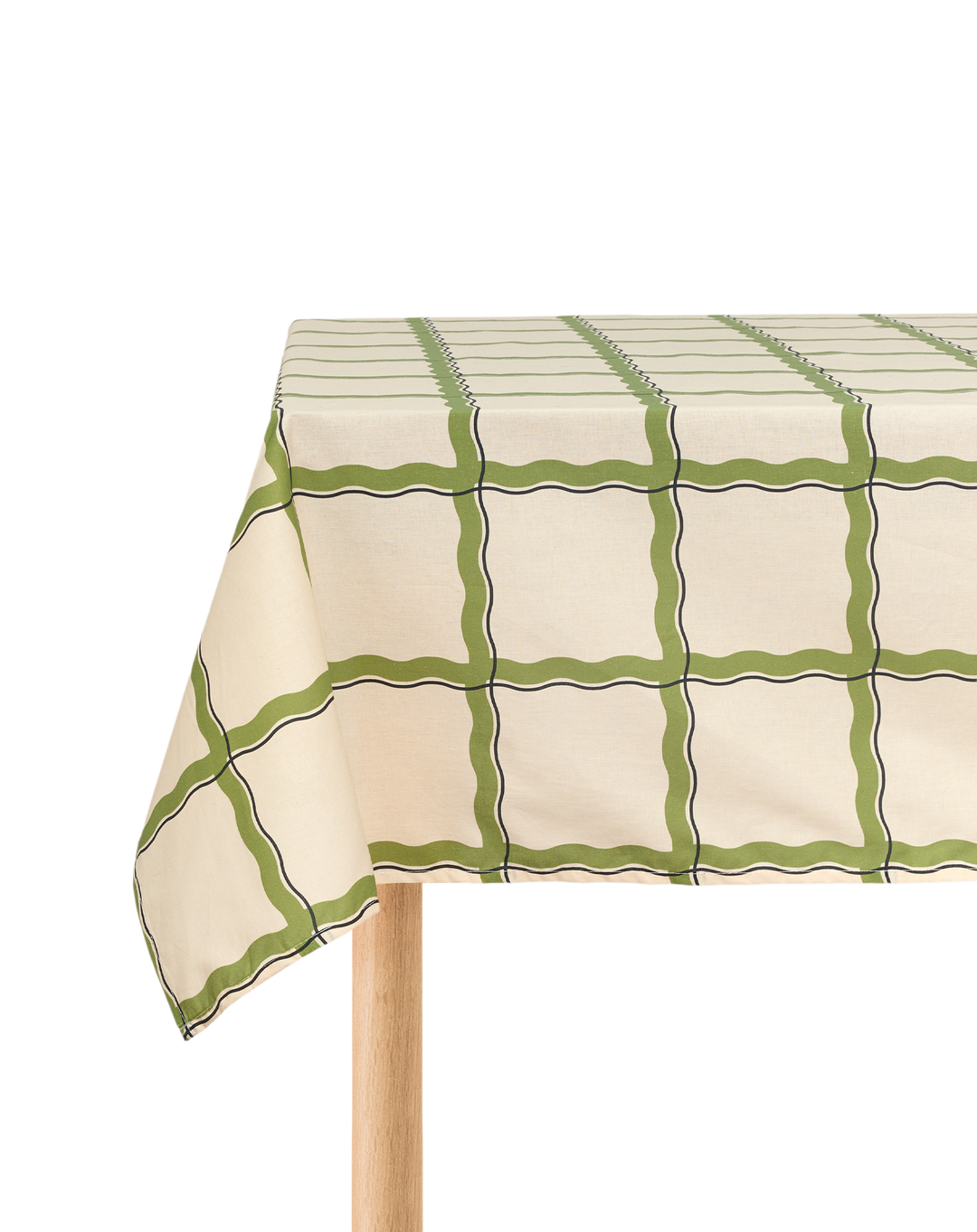 Nododinoz Large Tablecloth in Large Green Wavy Grid