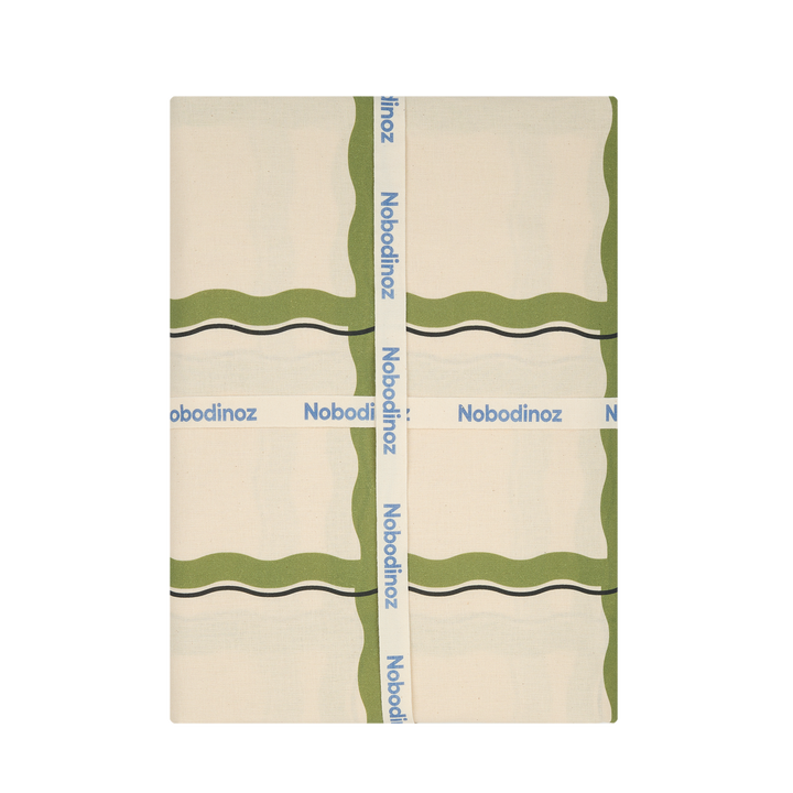 Nododinoz Large Tablecloth in Large Green Wavy Grid