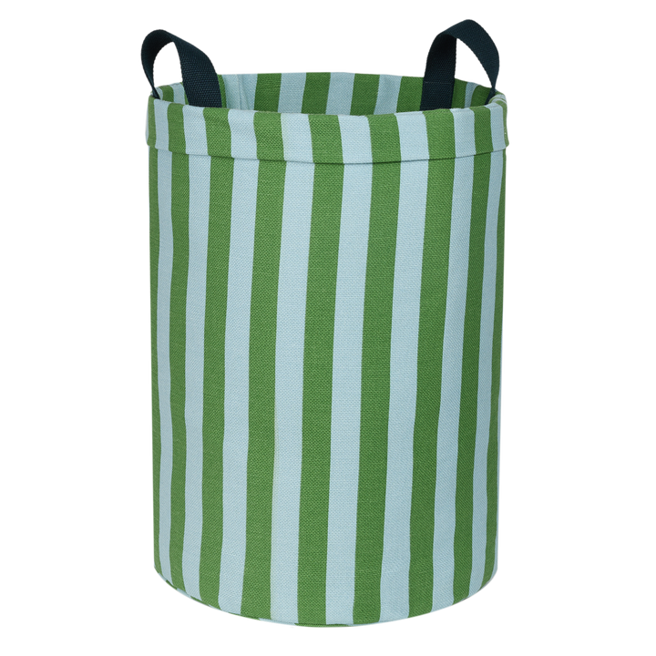 Nobodinoz Round Storage Basket in Green Blue Stripes