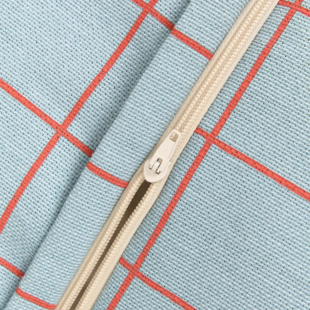 Vibes Kids Armchair Beanbag Blue Red Grid by Nobodinoz