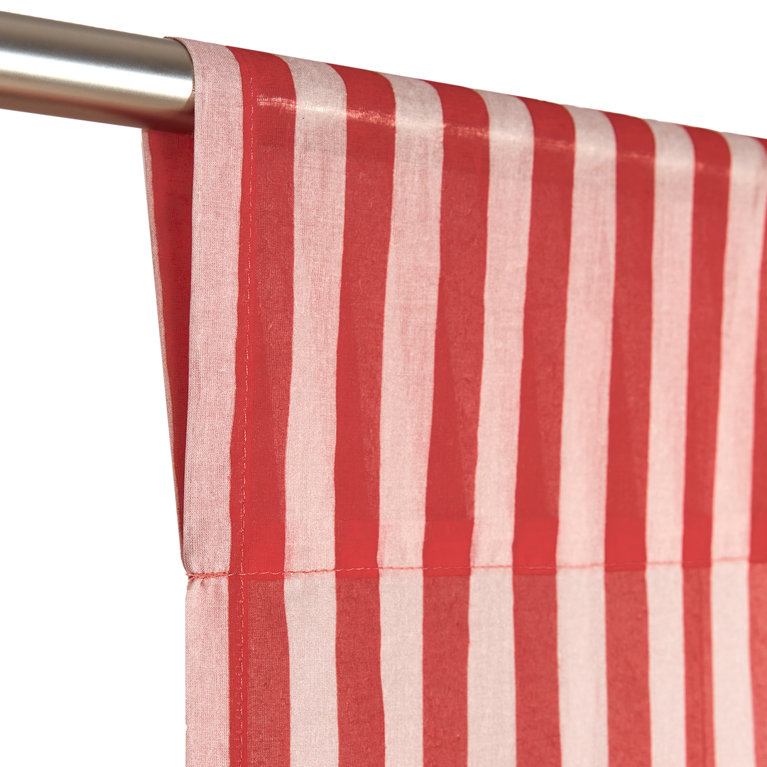 Nododinoz Wendy Sheer Voile Curtain in Red Stripes