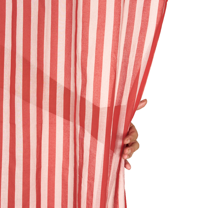 Nododinoz Wendy Sheer Voile Curtain in Red Stripes