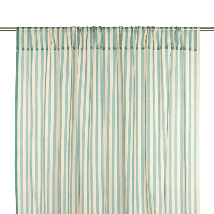 Nododinoz Wendy Sheer Voile Curtain in Turquoise Stripes