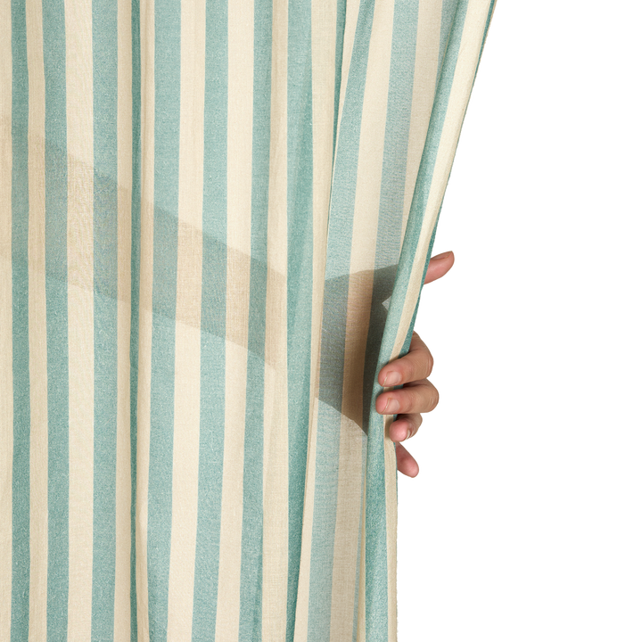 Nododinoz Wendy Sheer Voile Curtain in Turquoise Stripes