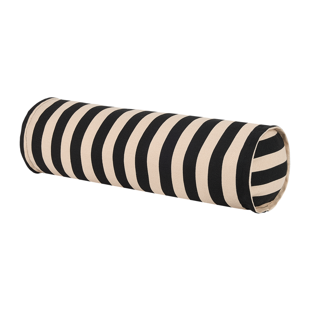 Nobodinoz Vibes Cylinder Cushion Black Sand Stripes