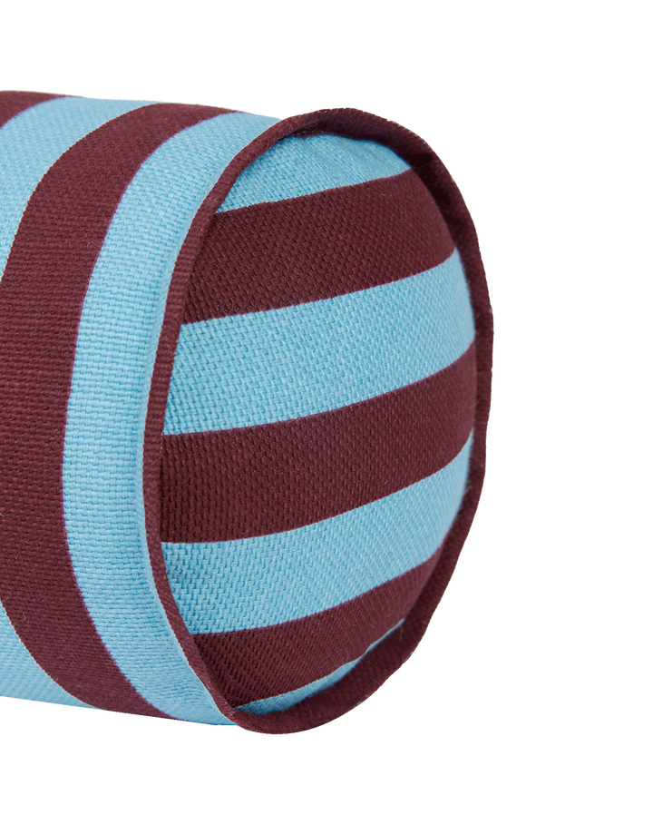 Nobodinoz Vibes Cylinder Cushion Burgundy Blue Stripes
