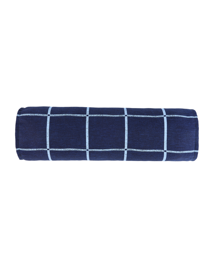 Nobodinoz Vibes Cylinder Cushion Blue Windowpane