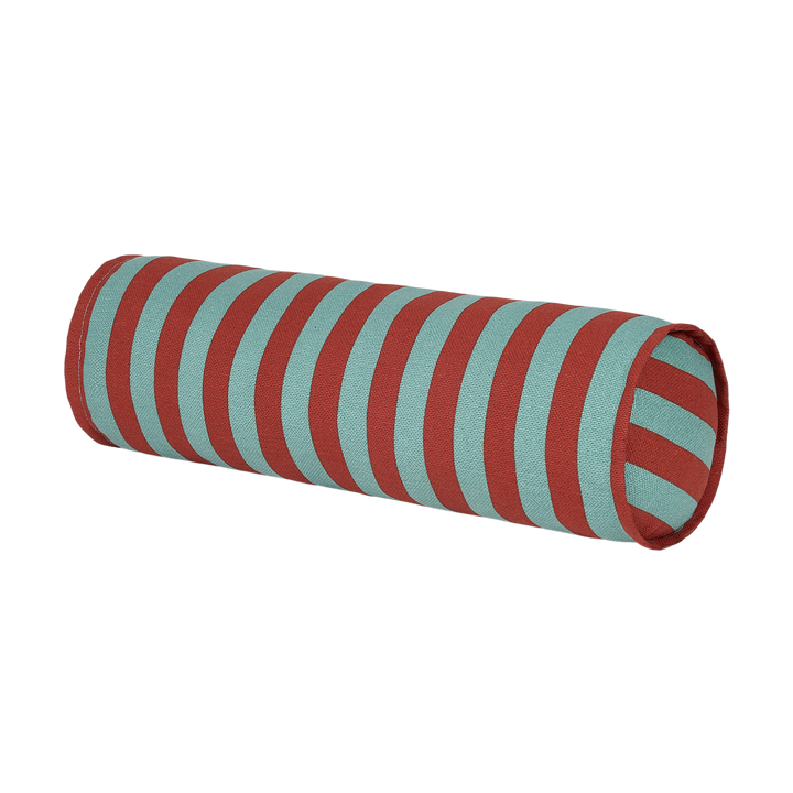 Nobodinoz Vibes Cylinder Cushion Red Teal Green Stripes