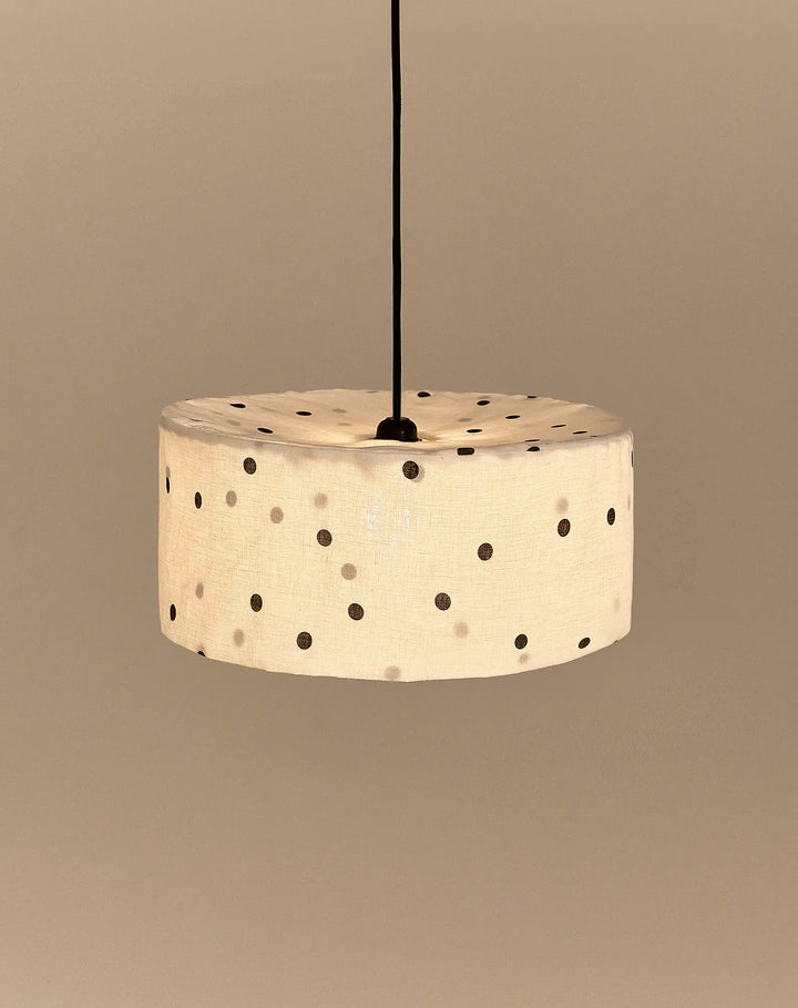 Nododinoz Vibes Linen Lampshade in Black Dots 40cm