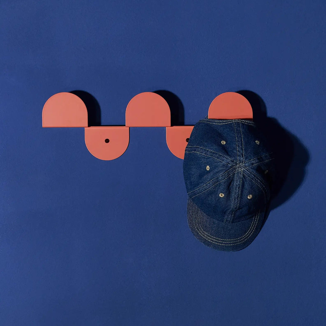 Nobodinoz Lacquered Steel Wall Coat Rack in Burnt Red