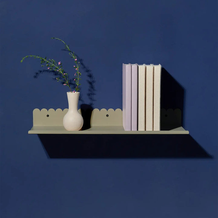 Nobodinoz Lacquered Steel Wall Shelf Large in Green Tea