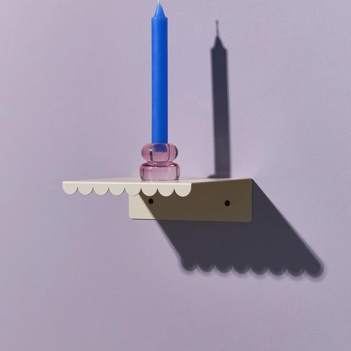 Nobodinoz Lacquered Steel Wall Shelf Small in Ivory