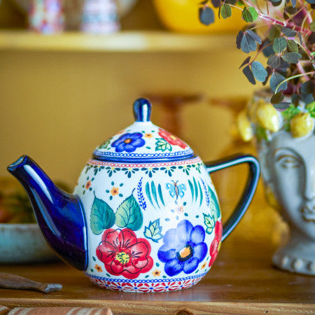 Florist Stoneware Teapot with Tea Strainer