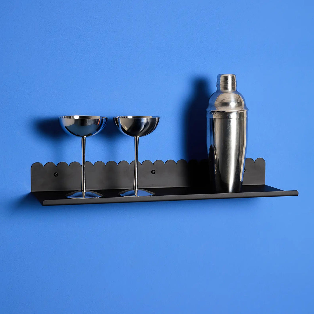 Nobodinoz Lacquered Steel Wall Shelf Large in Black