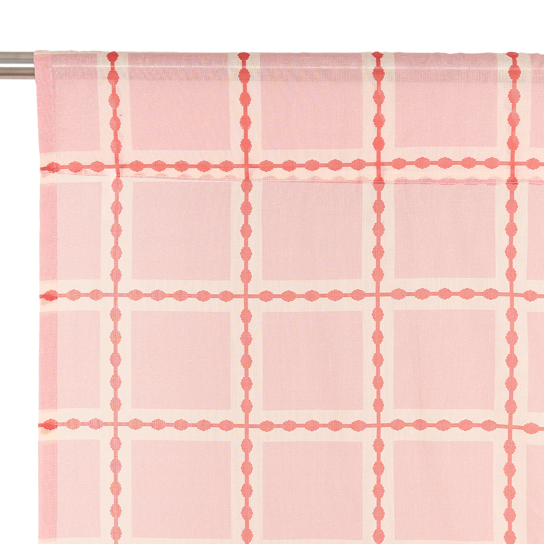 Nododinoz Wendy Sheer Voile Curtain in Red Pink Mosaic