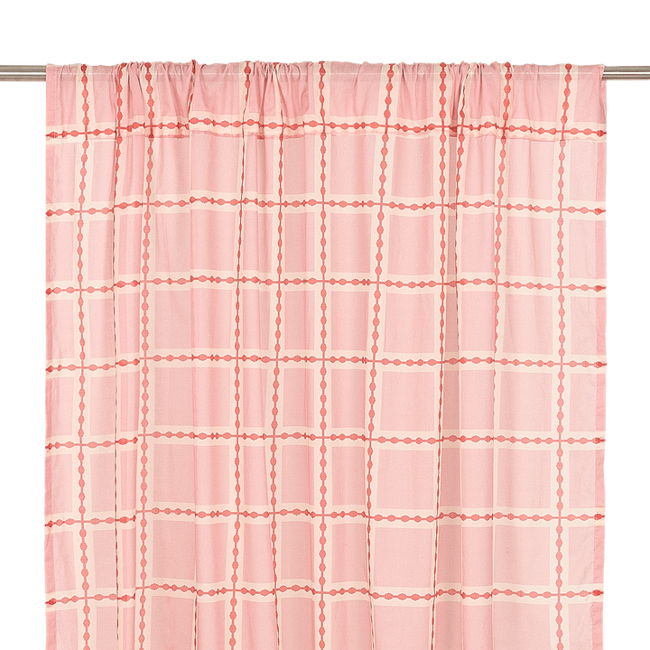 Nododinoz Wendy Sheer Voile Curtain in Red Pink Mosaic