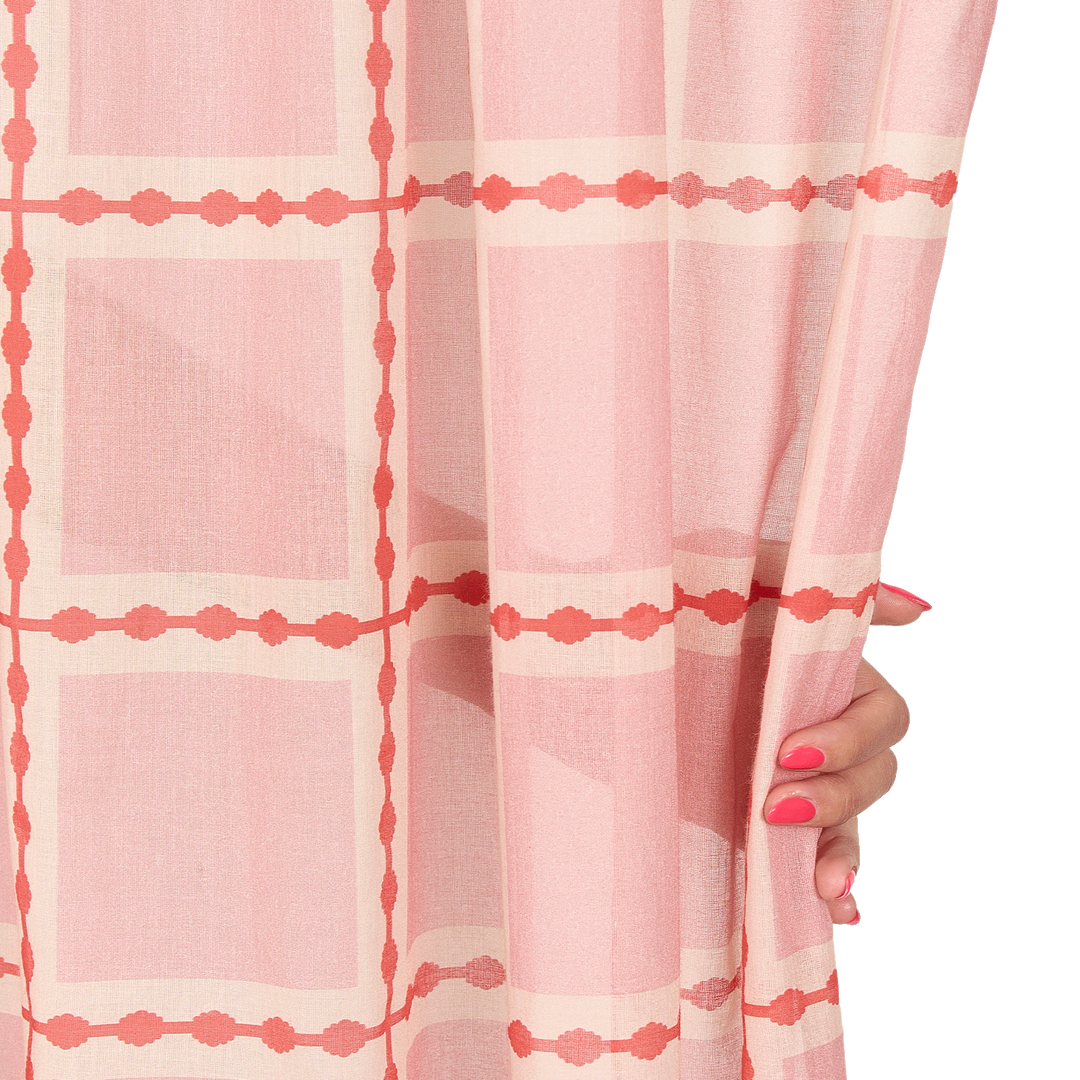 Nododinoz Wendy Sheer Voile Curtain in Red Pink Mosaic