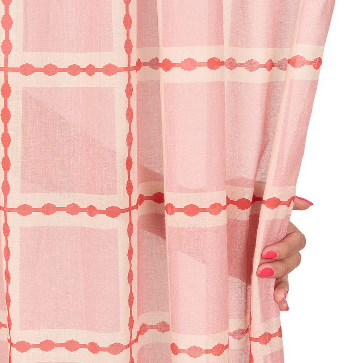 Nododinoz Wendy Sheer Voile Curtain in Red Pink Mosaic