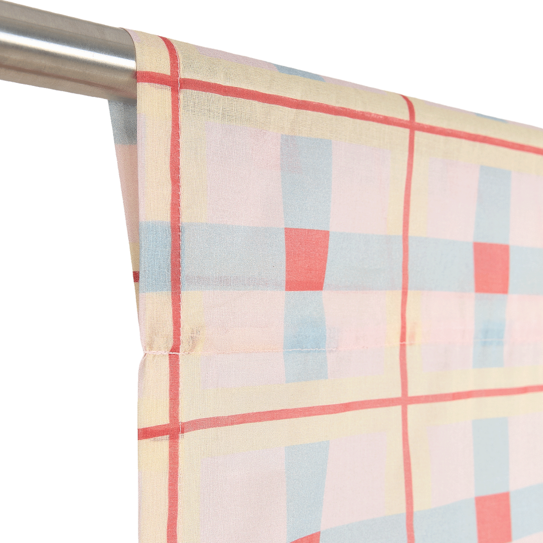 Nododinoz Wendy Sheer Voile Curtain in Yellow Red Checks