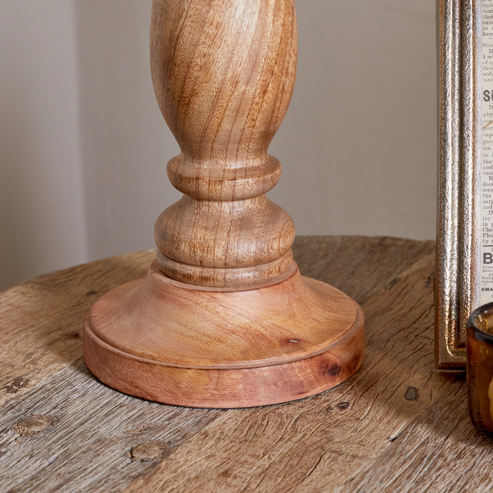 Usha Classic Wooden Table Lamp in Natural