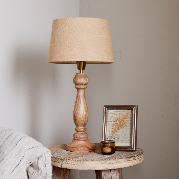 Usha Classic Wooden Table Lamp in Natural