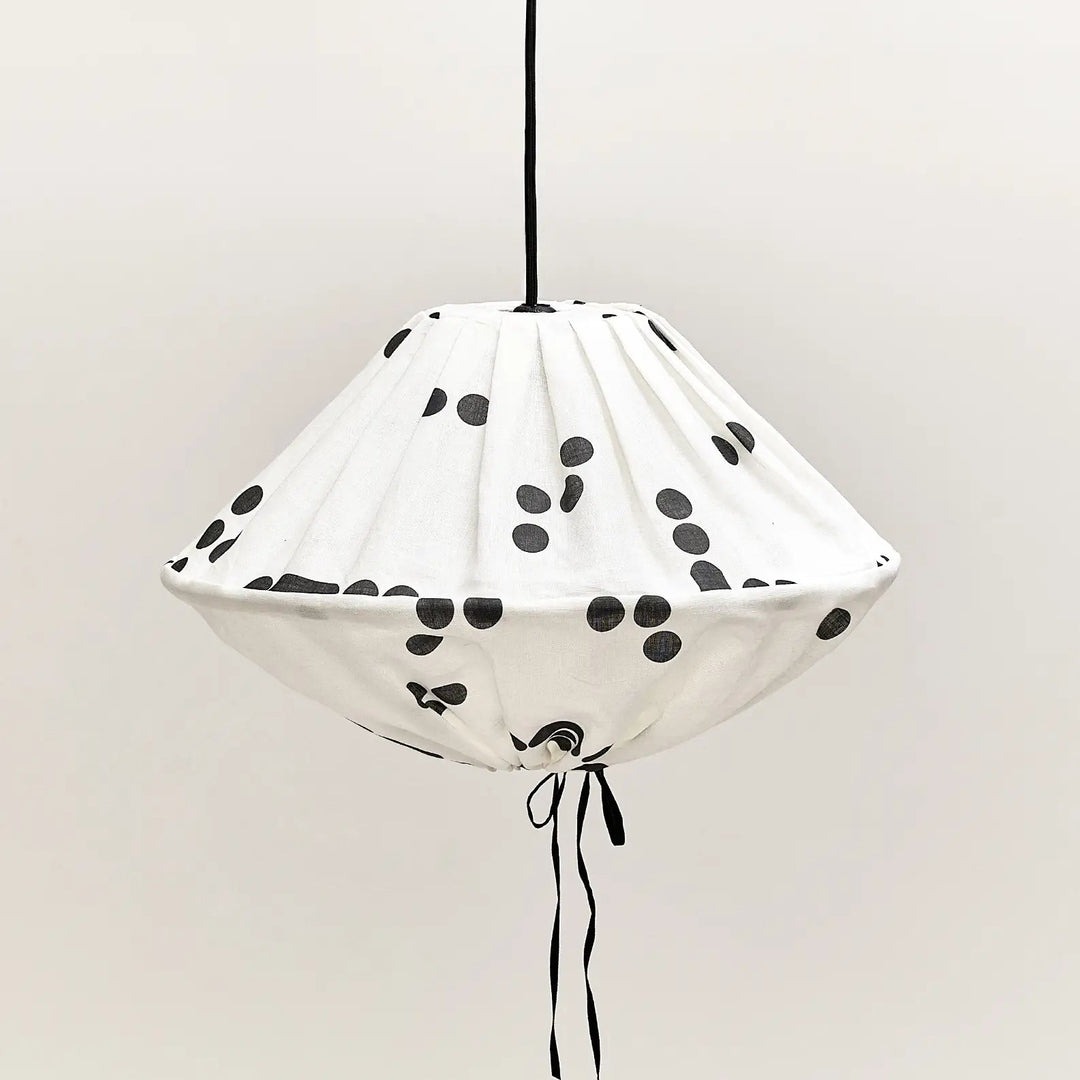 Nododinoz Yumi Linen Lampshade in Black Dots 50cm