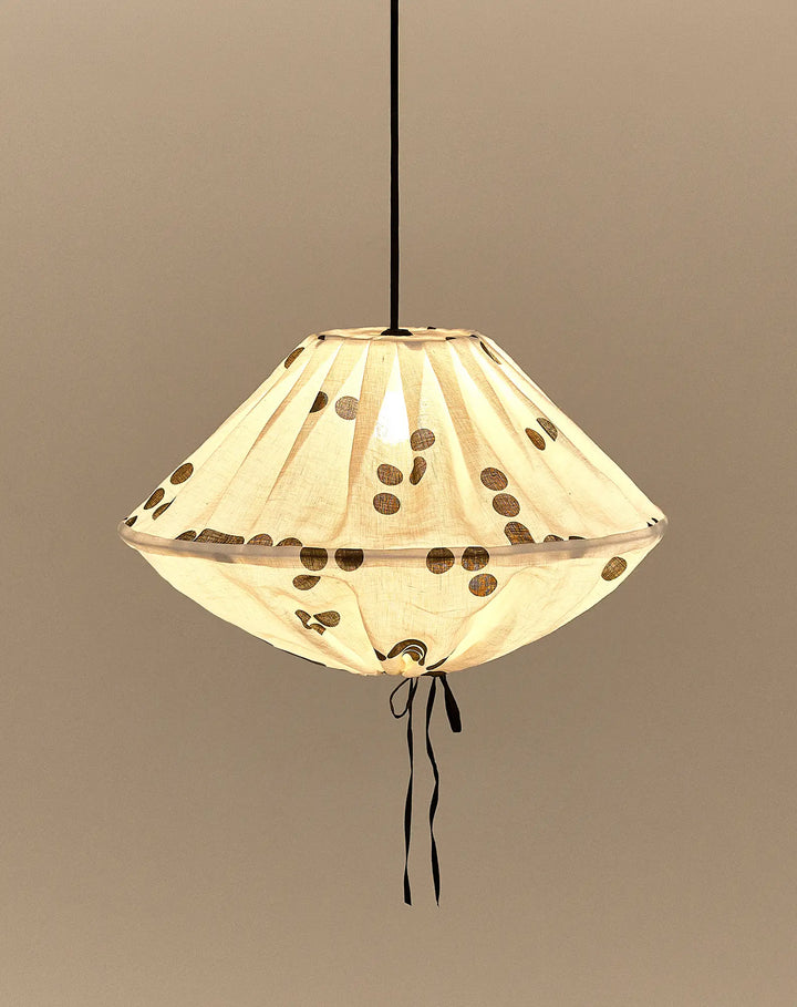 Nododinoz Yumi Linen Lampshade in Black Dots 50cm