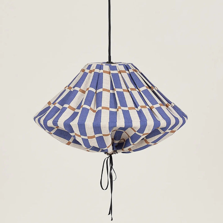 Nododinoz Yumi Linen Lampshade in Blue Mustard Mosaic 50cm