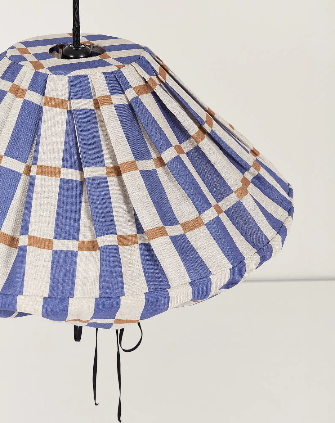 Nododinoz Yumi Linen Lampshade in Blue Mustard Mosaic 50cm