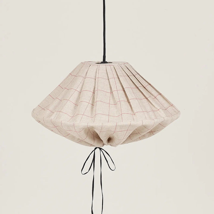 Nododinoz Yumi Linen Lampshade in Carmine Grid 50cm