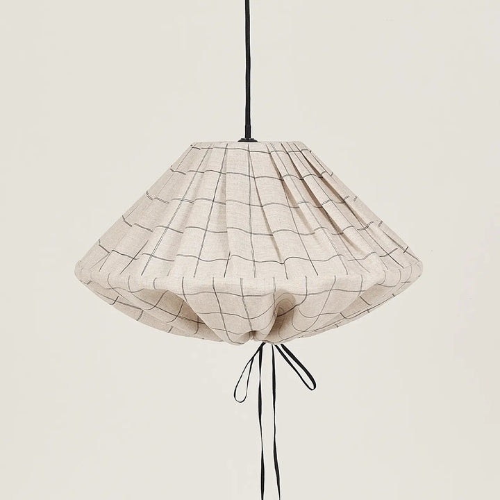 Nododinoz Yumi Linen Lampshade in Charcoal Grid 50cm