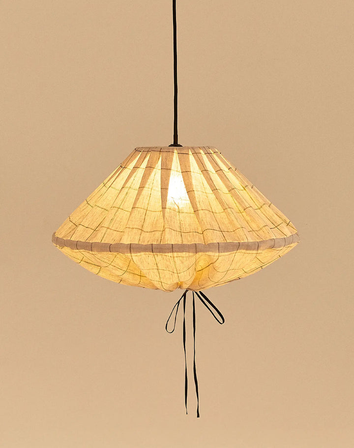 Nododinoz Yumi Linen Lampshade in Charcoal Grid 50cm