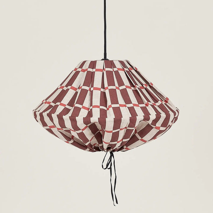 Nododinoz Yumi Linen Lampshade in Maroon Red Mosaic 50cm