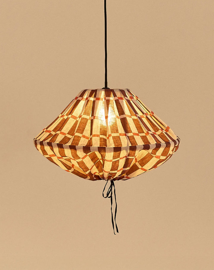 Nododinoz Yumi Linen Lampshade in Maroon Red Mosaic 50cm