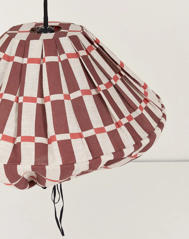 Nododinoz Yumi Linen Lampshade in Maroon Red Mosaic 50cm