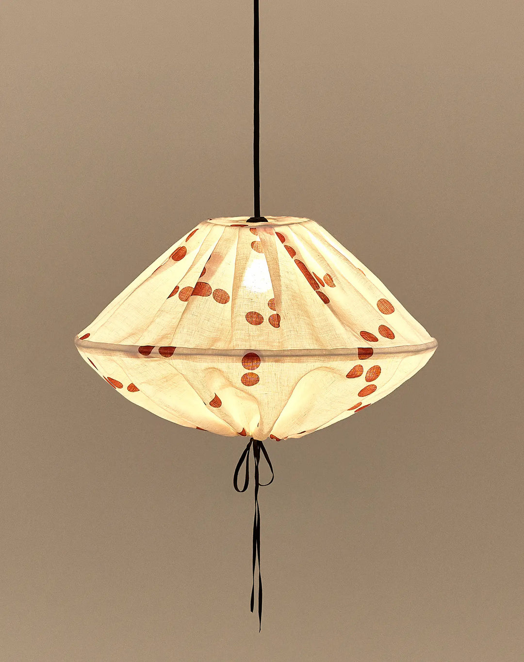 Nododinoz Yumi Linen Lampshade in Red Dots 50cm