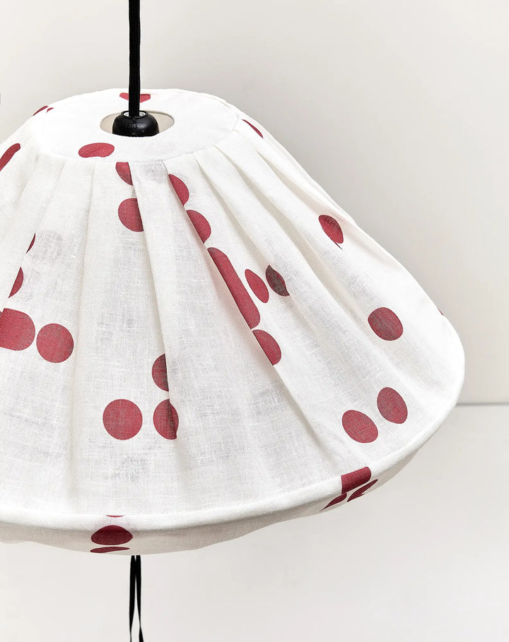 Nododinoz Yumi Linen Lampshade in Red Dots 50cm
