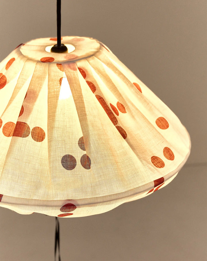 Nododinoz Yumi Linen Lampshade in Red Dots 50cm